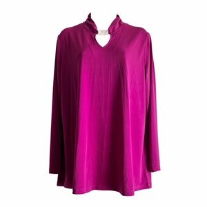 Susan Graver Ruched Keyhole Liquid Knit Top